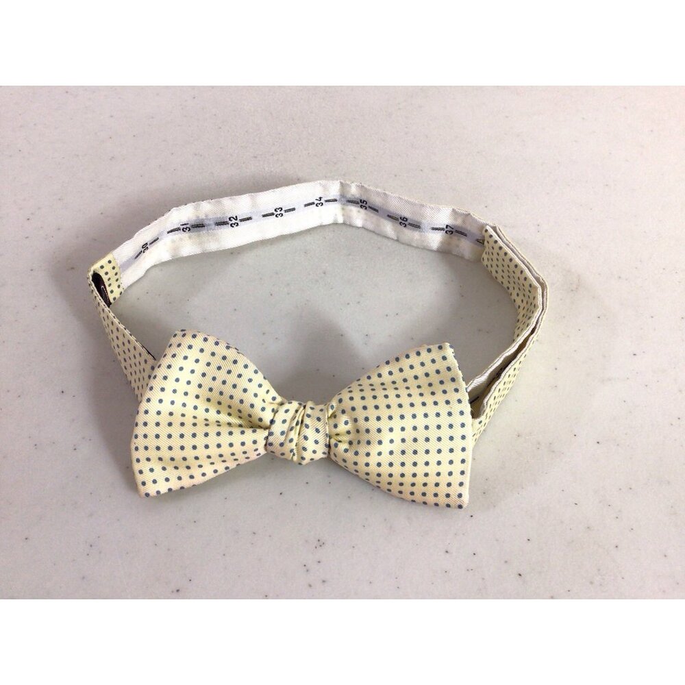 Alain Figaret Silk Bow Tie Preppy Yellow Polka Dot Made in France